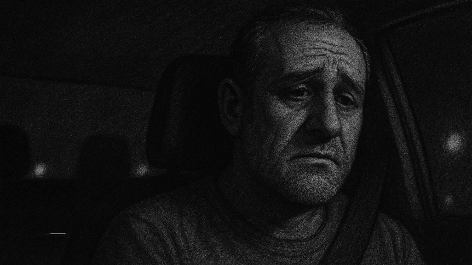 Charcoal animatic — father in profile, pensive
